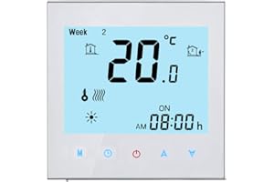 Qiumi Termostato eléctrico Inteligente WiFi Termostato de calefacción por Suelo Radiante Controlador de Temperatura programable, interconectado con Alexa, Google Home, 16A 95~245VAC