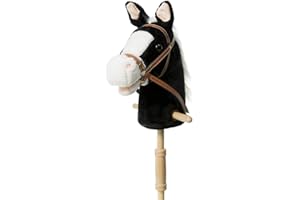 HollyHOME Cavallo Bastone con Suono Giocattolo Farcito Cavalluccio con Bastone, 91,4cm, Nero