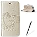 Price comparison product image Feeltech Apple iPhone 7 Plus 5.5 Inch Flip case, Luxury Embossed Heart Butterfly Series Design Pattern Premium Ultra Slim PU Leather Wallet Cover [With Free Stylus Pen] Magnetic Clasp Closure Soft TPU Inner Bumper Built-in Foldable Stand Function Pocket Card Slots ID Holder Protective Case Folio Book Style With Wrist Strap for Apple iPhone 7 Plus 5.5 Inch -Gold