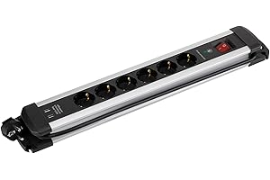 "Base multipla extrapower 6 prese 16A 250V + 2 USB cavo 1,5m 3G1,5 con protezione in alluminio SIMON "