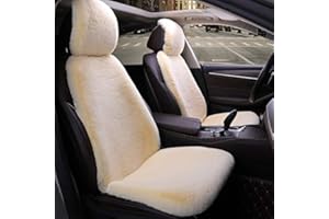 ‎TOYOUN TOYOUN Flauschiges Fell Autositzbezüge Vordersitze Winter - Einzelsitzbezüge Warmes Weiches Plüsch-Kaninchenfell Sitzbezüge Auto - Autositzauflage Fell - Universelle Passform, Beige,1 Stück