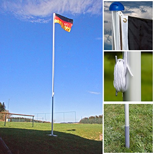 FLAGMASTER® Aluminium Fahnenmast 6,50 m, inkl. Deutschland Fahne + Bodenhülse + Zugseil, 3 Jahre Garantie - 5