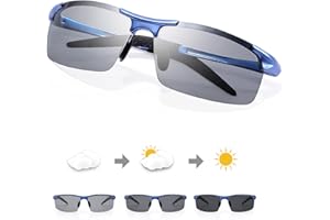 TJUTR Homme Lunette De Soleil Photochromiques Polarisées Conduite Pêche Golf Eyewear UVA UVB Protection