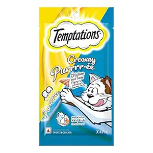 Temptations Creamy Purrrr-ee Cat Treats, Chicken & Tuna Flavors 48g (4 pieces)