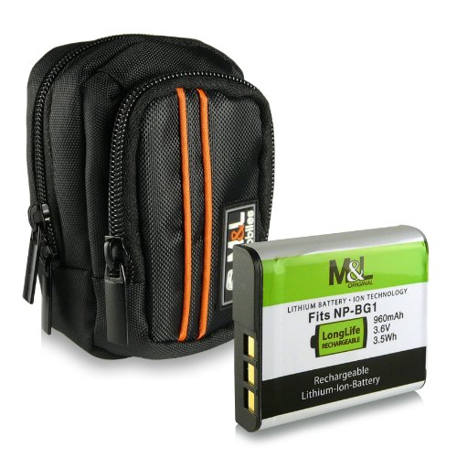 Bundle - M&L Mobiles Tasche für Digitalkameras - Farbe: schwarz + Akku NP-BG1 für Sony Cybershot DSC-W50 | H70 | HX7V | H55 | HX5V | H90 | HX10V | W110 | W115 | W120 | W130 | W55 | W70 | W30 | T20 | T25 | W35 | WX1 | W200 | W80 | W85 | W90 | T100 | W170 | W300 | W100 | WX10 | W210 | W220 | W230 | N2 | N1 | W270 | W290 | W220 | W150
