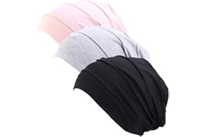 Ever Fairy 3 Stück Chemo Cancer Cotton Kopftuch Mütze Seide gefütterte Mütze Ethnic Cloth Turban Cap für Frauen