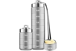 Myqqhbs Portapillole nel Metallo Settimanale,Portapillole da Viaggio Impermeabile Impilabile,Portapillole,Portapillole Giornaliero per 7 Giorni Grigio