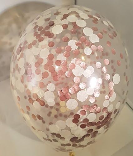 Pantaloons 6 x Rose Gold and White 11" confetti balloon with FREE ribbon