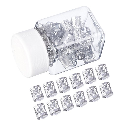 Mudder 50 Stück Aluminium Dread Lock Verstellbar Metall Cuffs Dreadlocks Perlen Flechtet Haar Schmuck