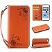 Produktbild Lonchee iPhone 5 5S 5G / iPhone SE Wallet Tasche Brieftasche Schutzhülle , geprägten Design Hochwertige PU Leder Folio Tasche Case Hülle im Bookstyle mit Standfunktion Kredit Kartenfächer (braun)