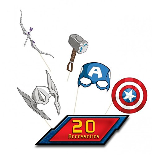 Marvel Avengers Iron Man, Thor, Hulk und co. Partyfun und Partygag / Selfie / Photo Verkleidungs Kit / Masken am Stab mit Zubehör - 2