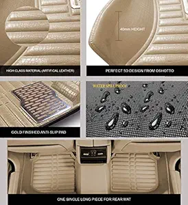 Oshotto NSKU-1119 5D Car Mat Compatible with Honda Amaze 2018-2021 (Automatic) (Set of 3, Beige)