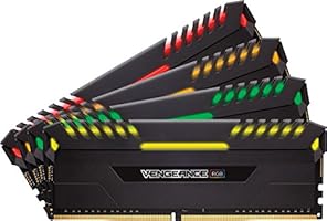 Corsair CMR32GX4M4C3000C15 Vengeance RGB Enthusiast LED-Beleuchtung Speicherkit (32GB (4x8GB) DDR4 3000MHz C15 XMP 2.0) schwarz