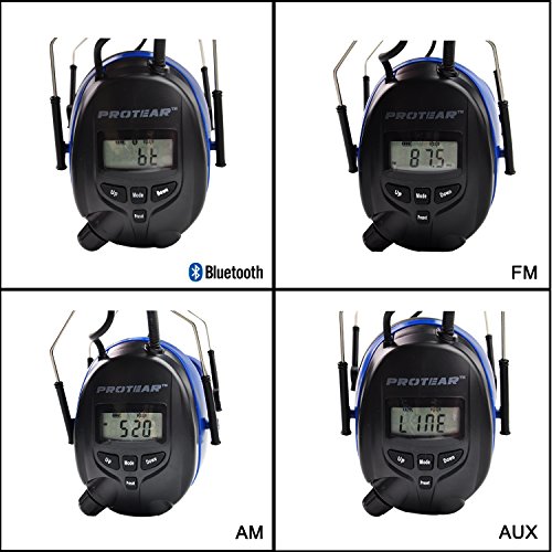 Protear Bluetooth & Radio AM / FM Gehörschutz Gehörschutz Sicherheit Ohrenschützer mit Digitalanzeige für das Mähen, Zertifiziertes NRR 25dB - 2