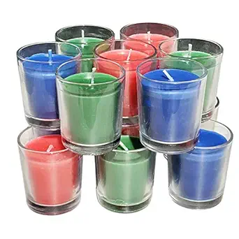 Pure Source India Votive Glass Candles, Pack of 12 (Scented - Lavender, Lemon Grass & Rose)