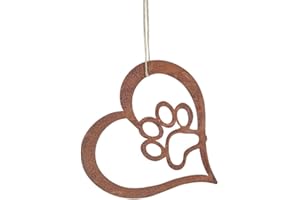 kreativherz - Hängeschild "Hunde-Pfote" ideal für die Hundehütte in Herz-Form "Rost-Optik aus Metall" - Türschild Hund für Draußen/Outdoor Rostige Gartendeko wetterfest - Garten Deko-Schild 24x24cm