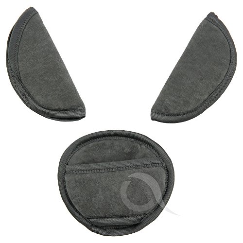 BELTS PADS SHOULDER STRAP & CROTCH cover UNIVERSAL Fits most buggy, stroller, car seat (Soft charcoal)