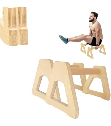 Poignées De Pompes Relaxdays En Bambou - Lot De 2, Antidérapantes, Max 80 Kg, 10x12x36 Cm Supports Pompes Bambou