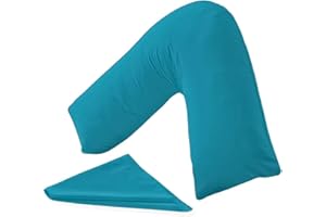 KANAK V Shaped Pillowcase Plain Polycotton Back & Neck Support V Pillow cover Orthopaedic/Pregnancy/Nursing Pillow Case Cover Only (Teal)