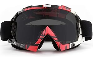 SPOSUNE Motorcycle Goggles, ATV Dirt Bike Off Road Racing MX Riding Goggle Anti-Scratch Dustproof Bendable UV400 Eyewear Padded Soft Thick Foam,Adjustable Strap Adults' Cycling Motocross