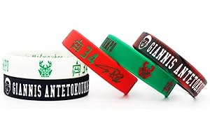 FANWENFENG Lorh's store Basket-Ball Giannis Antetokounmpo Portrait Bracelet numéro 34 Silicone inspirant Mot Sport Bracelet 5 pcs