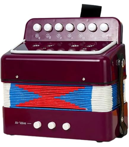 Accordéon Mini 10 Touches Camouflage - Instrument Musical Pour Débutants, Cadeau éducatif - Plastique Léger