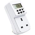 EXTRASTAR Electronic Digital Plug-in Timer, Programmable Timer Socket with LCD Display 24 Hours/7 Days, Energy Saving UK Plug - White