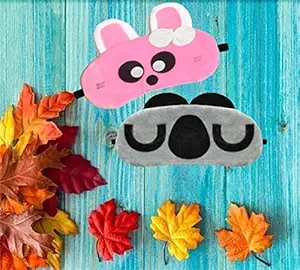 JUZZII Velvet Cute Cartoon Sleeping Eye Shade Mask, Eye Mask for Men Women Girls Boys Kids - Mask.Model-No.27-28