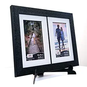 AJANTA ROYAL Synthetic Wood Photo Frame (Black & White_2-4 X6 Inch) - A-151-CA(4x6)