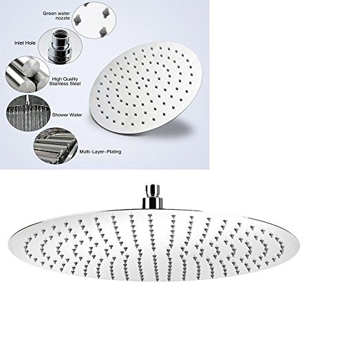 SZYSD Morderne Kopfbrause Regendusche Duschkopf Duschbrause Ultraslim Edelstahl Rund 6 Zoll 15Cm Wasserfall Regenduschkopf - 4