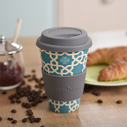 ebos Glücksbringer Coffee-to-Go-Becher aus Bambus | Kaffe-Becher, Trink-Becher | ökologisch abbaubar, recyclebar, umweltfreundlich | lebensmittelecht, spülmaschinengeeignet (Blau – Orient) - 6