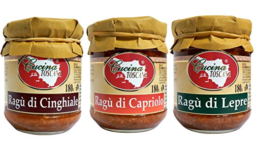 Tre Ragù Assortiti: Cinghiale, Capriolo e Lepre - 3x180g - Qualità Artigianale Cucina Toscana