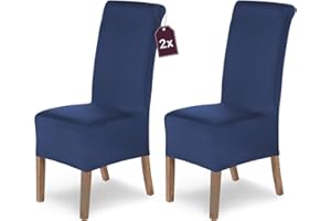 ‎SH SCHEFFLER-HOME LIVE HOMESTYLE SCHEFFLER-Home Stuhlhussen 2er Set Lena Blau/elastische und langlebige Hussen für Stühle/Robustes Freischwinger Hussen Set/Stuhlhussen Stretch/Stuhl Hussen waschbar