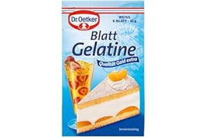 GÉNÉRIQUE Blatt Gelatine - Weiss 6 Blatt - Feuilles de Gélatine Blanche - 6 Feuilles pour Desserts et Pâtisserie - Idéales pour Créer des Gelées, Mousses et Crèmes Délicates - Compatible avec Dr.Oetker - 10g