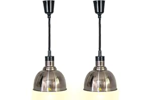 ‎VFDZ Lebensmittel Wärmelampe, Kommerzielle Speisenwärmer Lampe, 250W Wärmelampe für Speisen, Buffet Heizlampe Einziehbares Hängende für Buffets und Küche Esszimmer(A-25cm, 2 Stück)