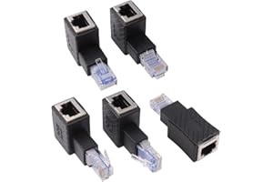 euroharry 5pcs Adaptateur Ethernet 90 degrés, Prise RJ45 à Prise, Adaptateur, blindé, Connexion réseau, Compatible avec Cat5 Cat6