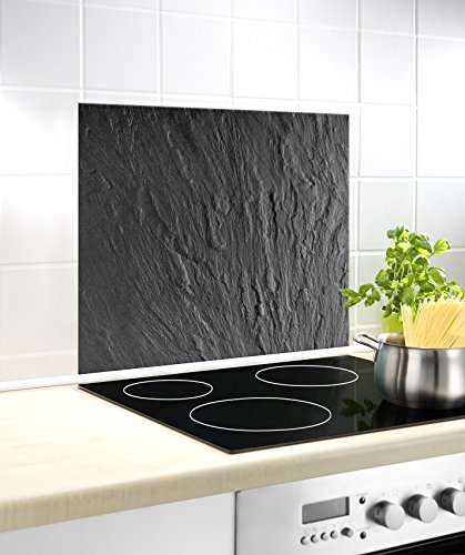 Wenko 2713550100 Glasrückwand Schiefer Spritzschutz, Gehärtetes Glas, schwarz, 50 x 60 x 0.4 cm - 2