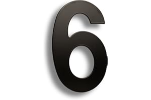 HASWARE Número de casa moderno Acero inoxidable cepillado Puerta elegante Placa del alfabeto Calle Decoración del hogar (6, 6 pulgadas negro)