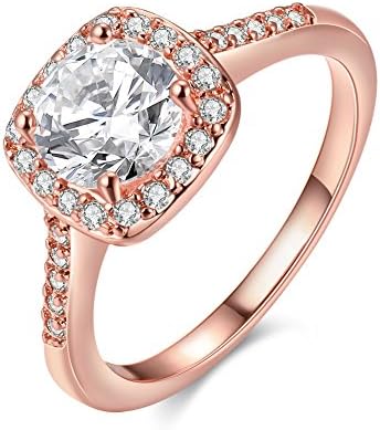 Eternity Love Women's 18K Rose/White/KC Gold Plated CZ Crystal Engagement Rings Best Promise Rings Anniversary Wedding Bands for Lady Girl