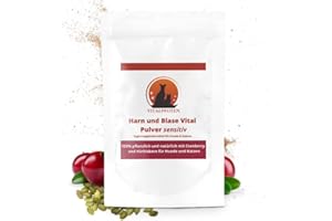 Vitalpfoten 75 Gramm Harn und Blase Vital sensitiv Pulver für Hunde & Katzen mit Cranberry, Mannose und Kürbiskern, pflanzliche Hausmittel - Rezeptur bei Blasenentzündungen und Inkontinenz