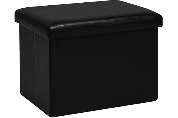 Bonlife Fällbar förvaringspall av konstläder, rektangulär sittbänk med förvaringsutrymme, för vardagsrum, hall, sovrum, 42 x 32 x 32 cm