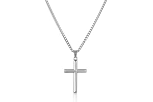 RWQIAN Collier Croix Hommes Argent/Or/Noir Acier Inoxydable Croix Christian Homme Chaîne avec Pendentif Croix Bijoux Collier 18-24"