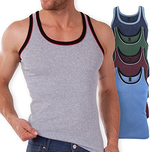 5er Pack MT® Herren Tanktop Melangefarben - Herren Unterhemden Achselhemden Sporthemden im 5-Farb-Pack