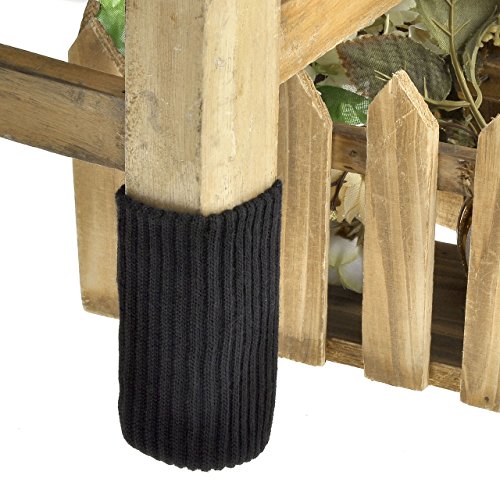 Mogoko 16 x Stuhlbeinsocke Möbel Socken Anti-Rutsch Wollsocken Hocker Fessel Tabellen Cotton Caps Fußboden Schutz Stuhl Bein Floor Protector (Schwarz) - 4