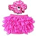 Wennikids Lace Ruffle Diaper Cover Bloomer and Headband SET for Baby Girls Small Hot Pink