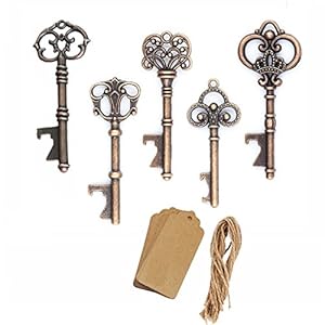 AmaJOY – Pack de 50 llaveros de cobre envejecido, estilo vintage, para obsequios de bodas, cumpleaños, y fiestas
