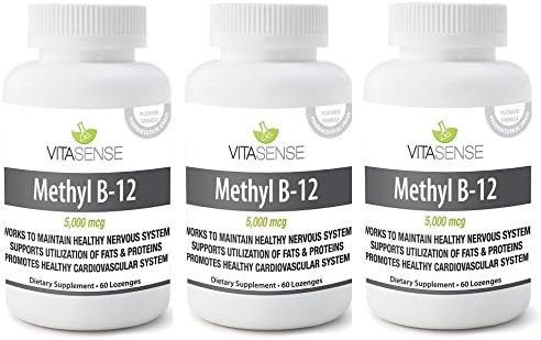 TRIPLE PACK (Pack of 3) VitaSense Methyl B12 5000 mcg - Metabolism, Blood and Nerve Health MAX - 60 Lozenges