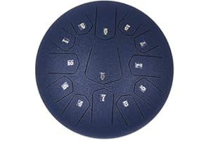 LOMUTY Steel Tongue Drum, 12 Pollici 13 Note Do Maggiore Accordato Tamburi in Acciaio, Strumento a Percussione con Bacchette per Tamburi e Borsa (Blu Marino)