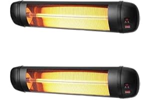 Heatlab 2kW Outdoor Wall Mounted Patio Heater with Remote Control Black - Pack of 2