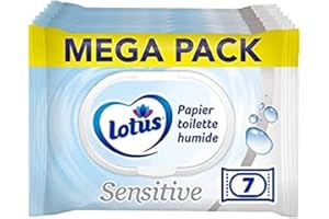 Lotus Papier Toilette Humide Sensitive - Sans colorant, ni parfum - Fibres FSC 100 % d’origine naturelle - 294 feuilles 42 unités (Lot de 7)